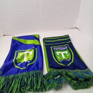 Greenville Triumph Scarf Lot of 2 FC Soccer Club Green Blue Greenville SC